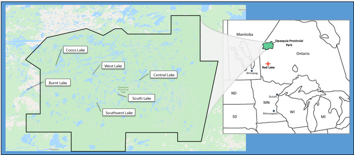 Opasquia Provincial Park Wisconsin Minnesota Dakota Red Lake Ontario Map